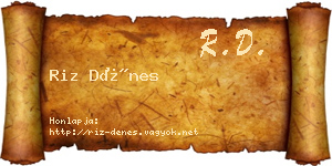 Riz Dénes névjegykártya